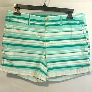 Banana Republic Factory Striped 4 1/2" Cuffed Shorts Size 4 Green Two Tone